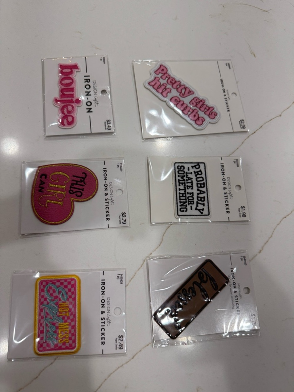 Iron-On Sticker Pack - Pink and White Decorative Patches